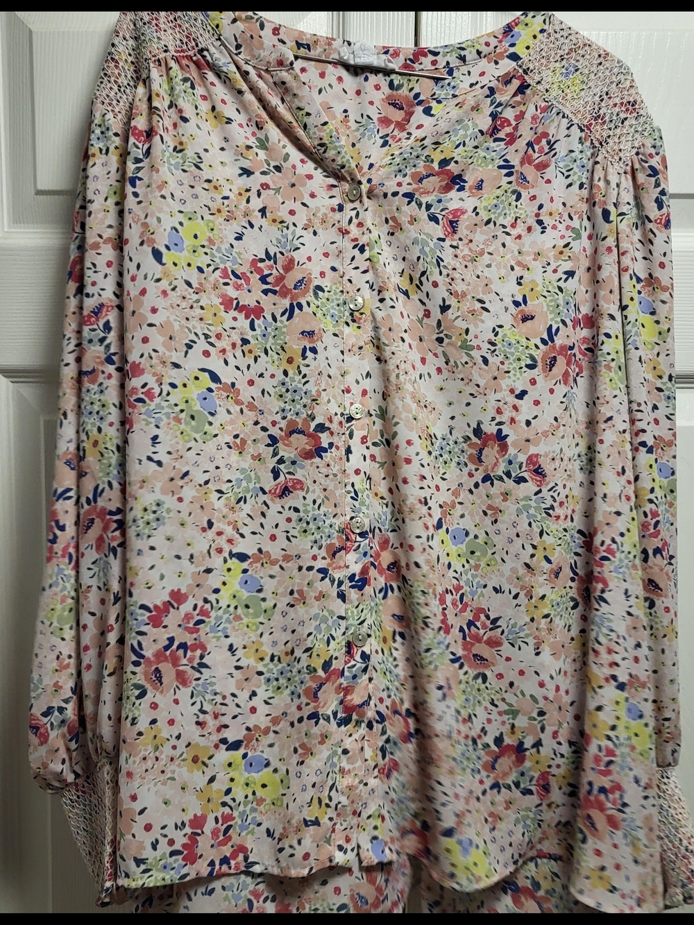 Cynthia Rowley Pink Floral Button-Front Blouse